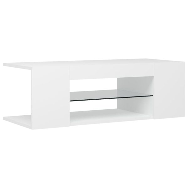 Móvel de TV com luzes LED 90x39x30 cm branco - Image 2