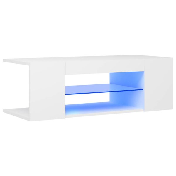 Móvel de TV com luzes LED 90x39x30 cm branco - Image 3