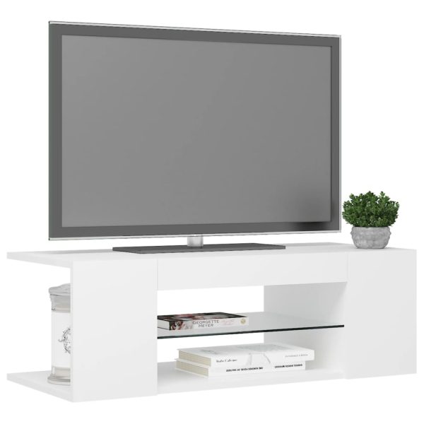 Móvel de TV com luzes LED 90x39x30 cm branco - Image 7