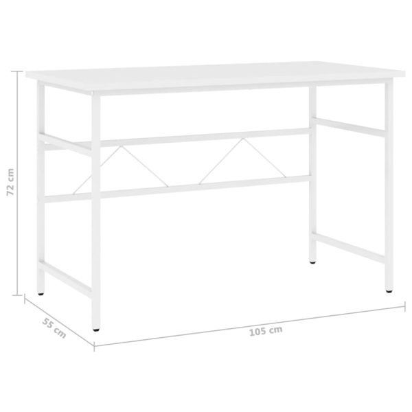 Secretária de computador 105x55x72 cm MDF e metal branco - Image 7