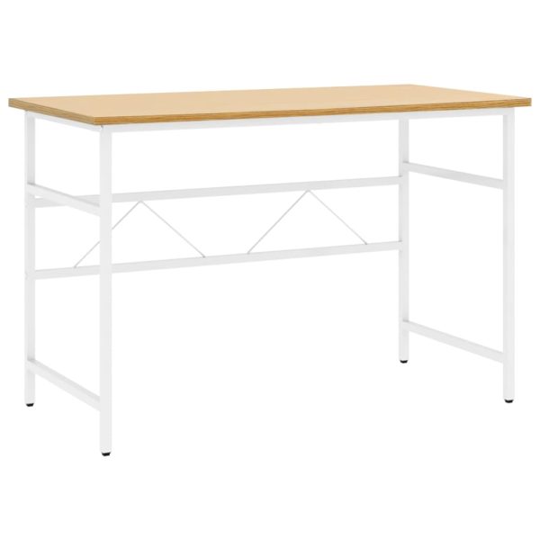 Secretária p/ PC 105x55x72cm MDF e metal branco/carvalho-claro - Image 2