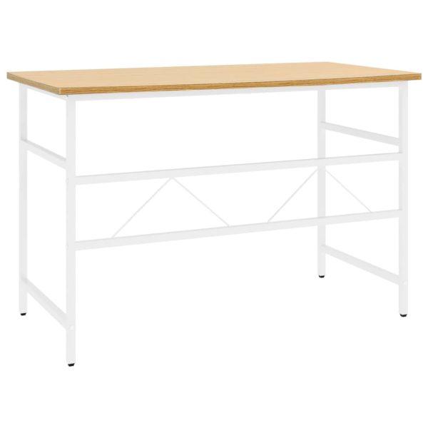 Secretária p/ PC 105x55x72cm MDF e metal branco/carvalho-claro - Image 5