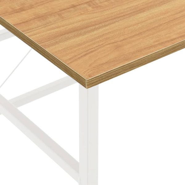 Secretária p/ PC 105x55x72cm MDF e metal branco/carvalho-claro - Image 6