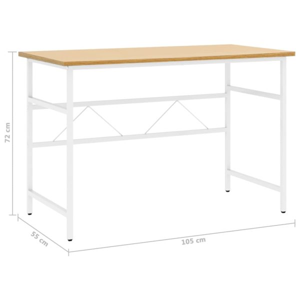 Secretária p/ PC 105x55x72cm MDF e metal branco/carvalho-claro - Image 7