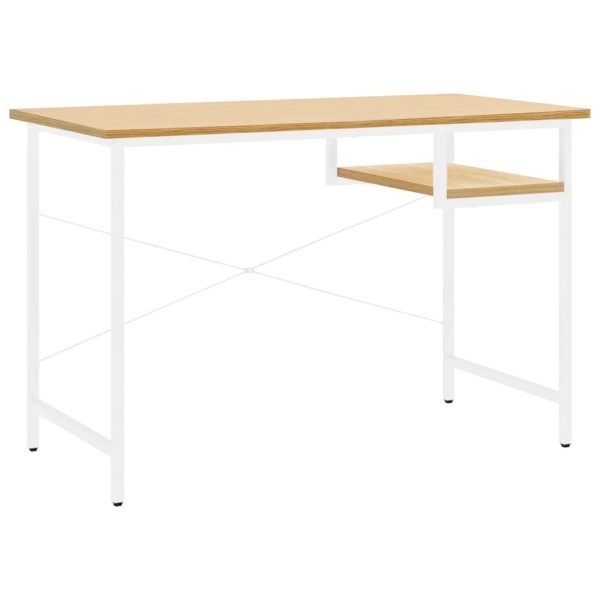 Secretária p/ PC 105x55x72cm MDF e metal branco/carvalho-claro - Image 2
