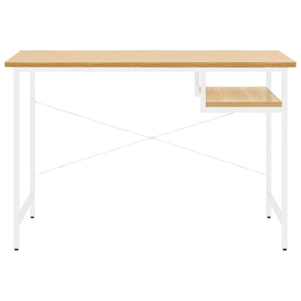 Secretária p/ PC 105x55x72cm MDF e metal branco/carvalho-claro - Image 3