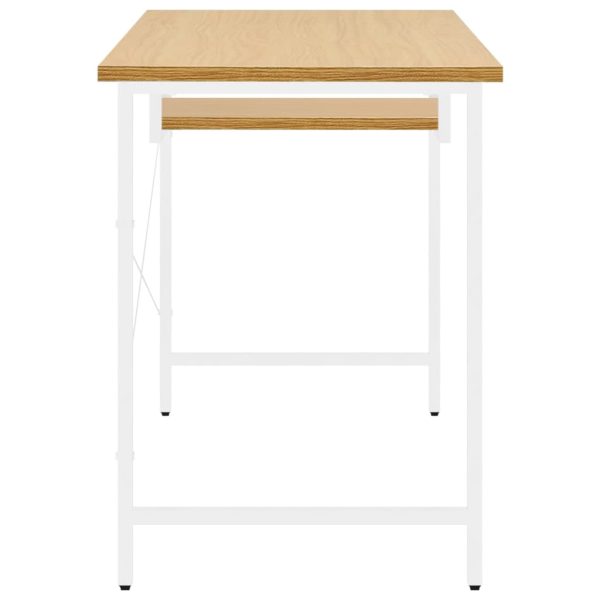 Secretária p/ PC 105x55x72cm MDF e metal branco/carvalho-claro - Image 4