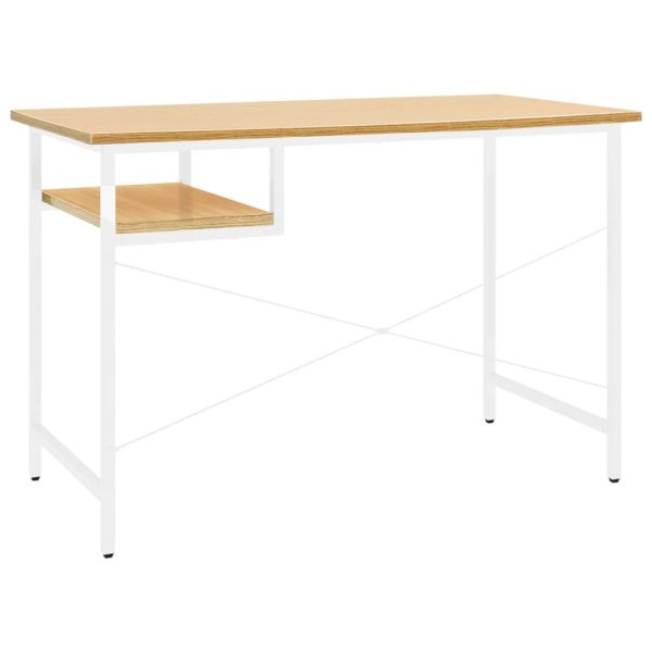 Secretária p/ PC 105x55x72cm MDF e metal branco/carvalho-claro - Image 5