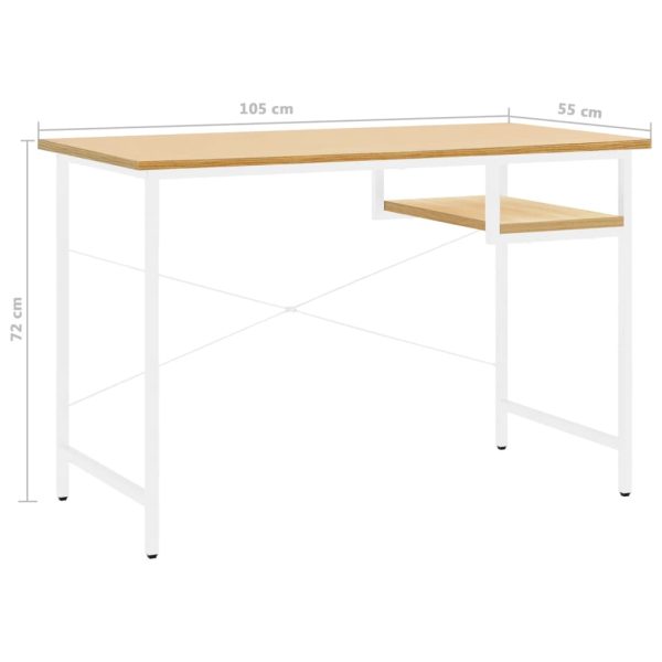 Secretária p/ PC 105x55x72cm MDF e metal branco/carvalho-claro - Image 7