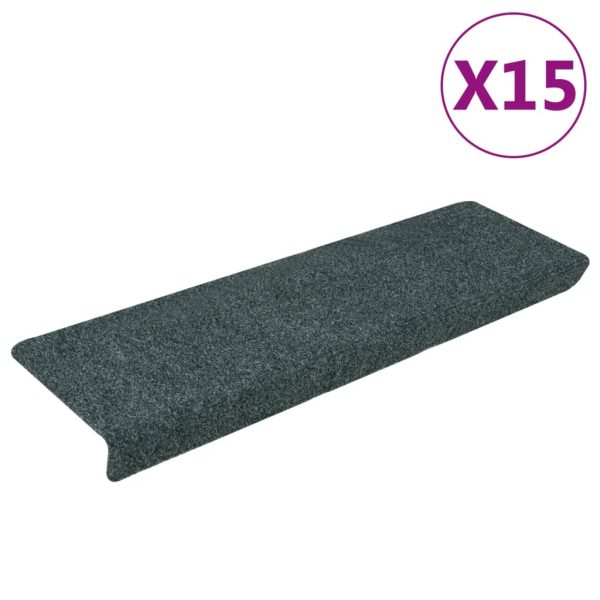 Tapetes de escada 15 pcs 65x21x4 cm tecido agulhado castanho - Image 2