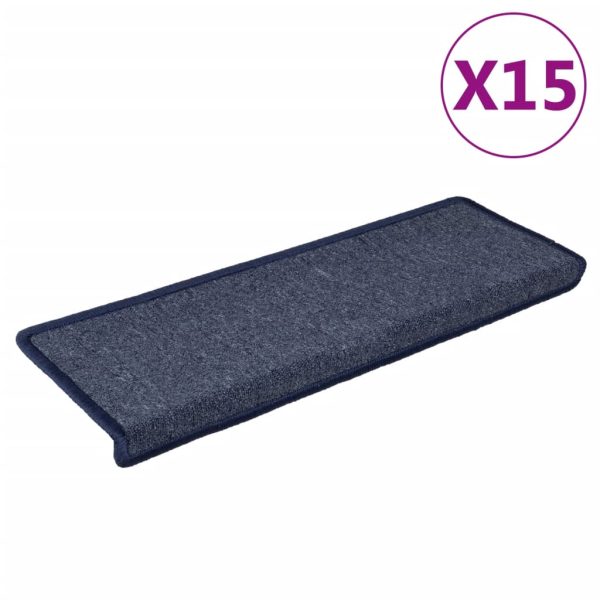 Tapete/carpete para degraus 15 pcs 65x21x4 cm cinzento e azul - Image 2