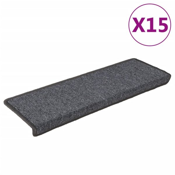 Tapete/carpete para degraus 15 pcs 65x21x4 cm cinzento e preto - Image 2