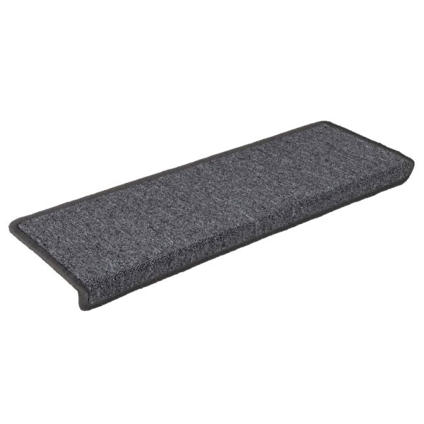 Tapete/carpete para degraus 15 pcs 65x21x4 cm cinzento e preto - Image 3