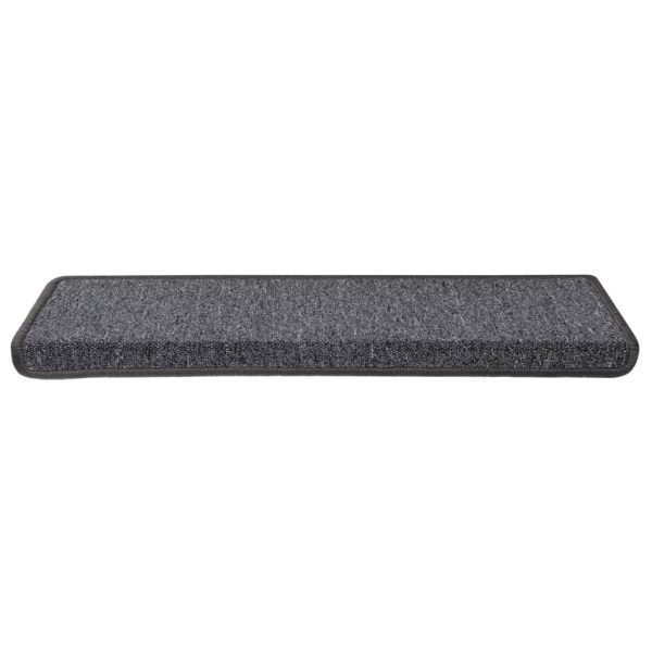 Tapete/carpete para degraus 15 pcs 65x21x4 cm cinzento e preto - Image 4
