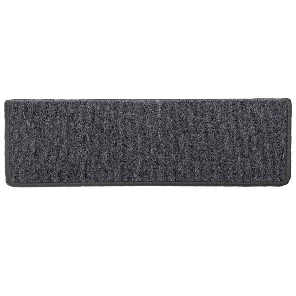 Tapete/carpete para degraus 15 pcs 65x21x4 cm cinzento e preto - Image 6