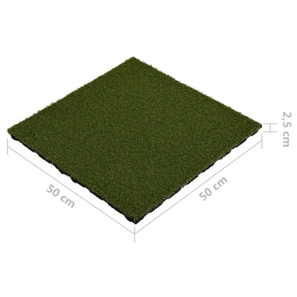 Ladrilhos de relva artificial 4 pcs 50x50x2,5 cm borracha - Image 9