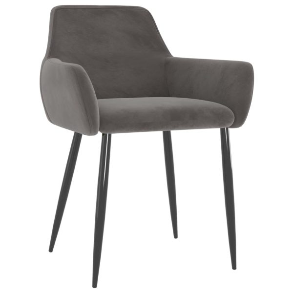 Cadeiras de jantar 6 pcs veludo cinzento-escuro - Image 2
