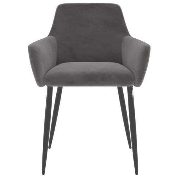 Cadeiras de jantar 6 pcs veludo cinzento-escuro - Image 3