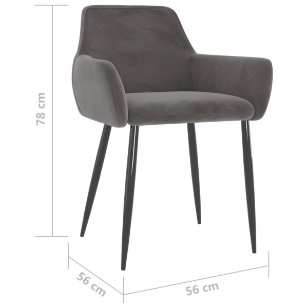 Cadeiras de jantar 6 pcs veludo cinzento-escuro - Image 7