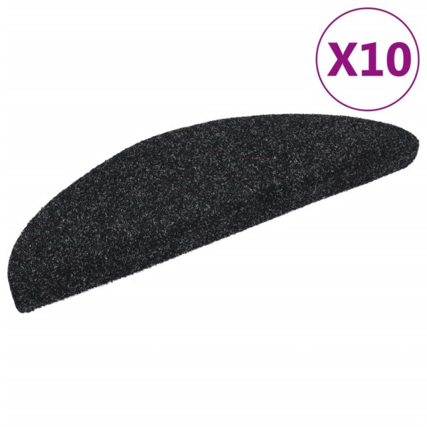 Tapetes de escada autoadesivos 10 pcs 56x17x3 cm preto - Image 2