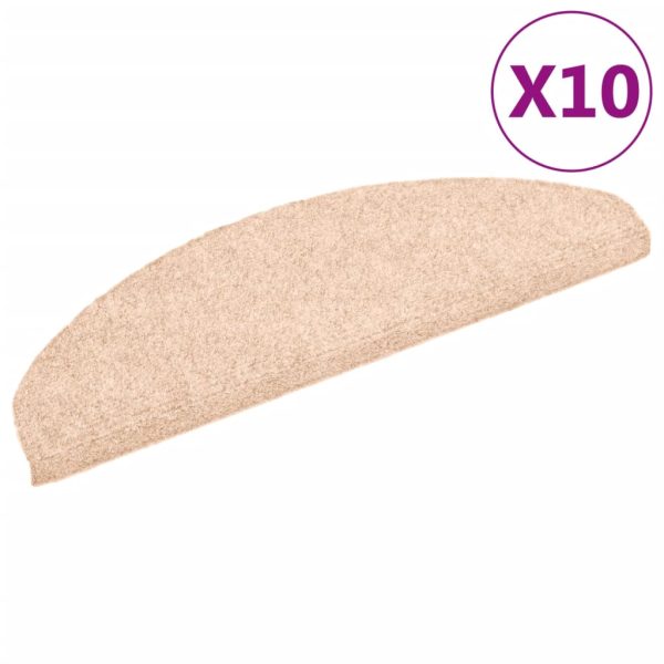 Tapetes escada autoadesivos 10 pcs 65x21x4 cm agulhado castanho - Image 2