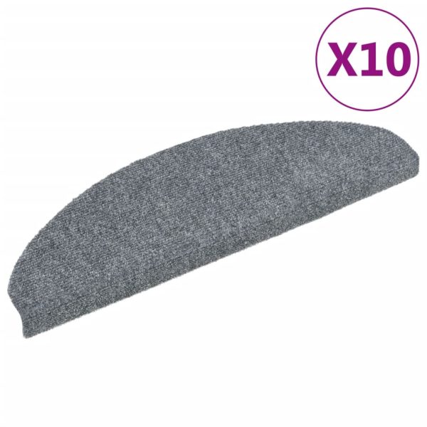 Tapetes de escada autoadesivos 10 pcs 65x21x4 cm cinzento-claro - Image 2
