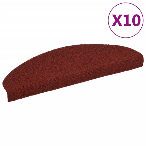 Tapetes de escada autoadesivos 10 pcs 65x21x4 cm vermelho - Image 2