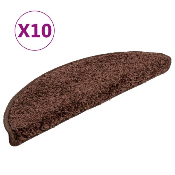 Tapetes de escadas 10 pcs 56x17x3 cm castanho - Image 2