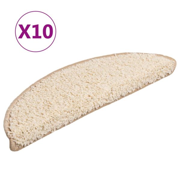 Tapetes de escadas 10 pcs 56x17x3 cm cor creme - Image 2