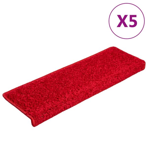 Tapetes de escadas 5 pcs 65x21x4 cm vermelho - Image 2