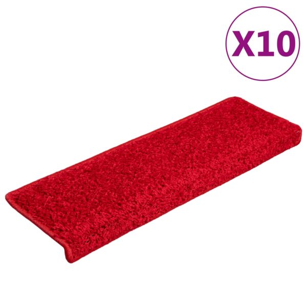 Tapetes de escadas 10 pcs 65x21x4 cm vermelho - Image 2