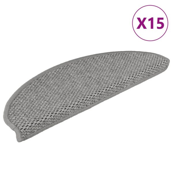 Tapetes escada adesivos aspeto sisal 15pcs 65x21x4 cinza-acast.