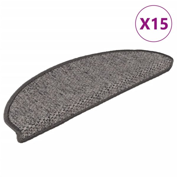 Tapetes escada adesivos aspeto sisal 15pcs 65x21x4 cm antracite - Image 2