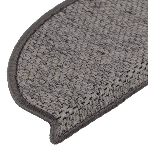 Tapetes escada adesivos aspeto sisal 15pcs 65x21x4 cm antracite - Image 7