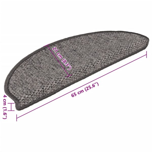 Tapetes escada adesivos aspeto sisal 15pcs 65x21x4 cm antracite - Image 8