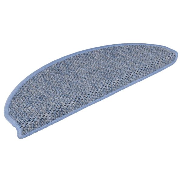 Tapetes escada adesivos aspeto sisal 15 pcs 65x21x4 cm azul - Image 3