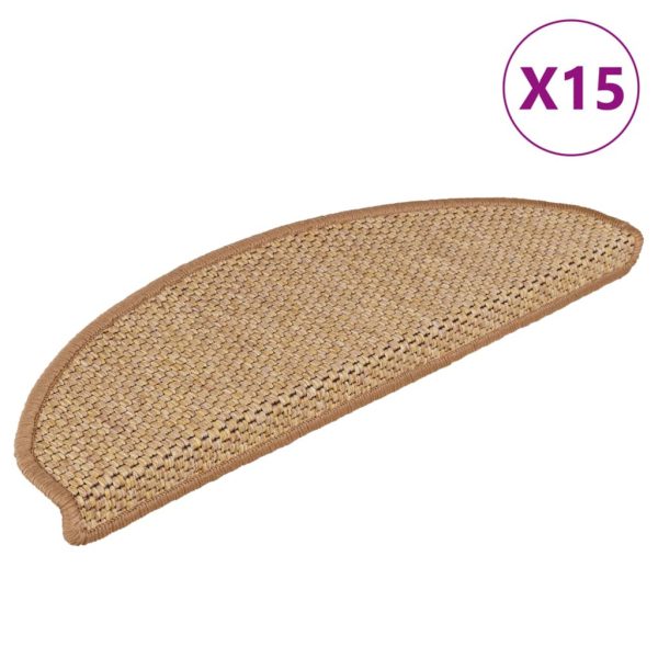 Tapetes escada adesivos aspeto sisal 15 pcs 65x21x4 cm laranja