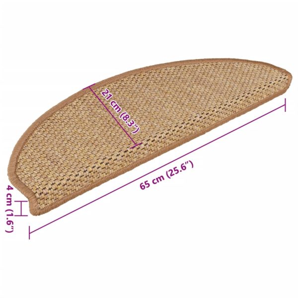 Tapetes escada adesivos aspeto sisal 15 pcs 65x21x4 cm laranja - Image 7