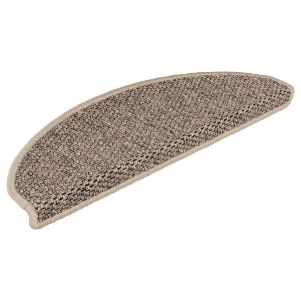 Tapetes escada adesivos aspeto sisal 15pcs 65x21x4 bege-escuro - Image 2