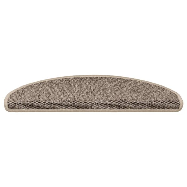 Tapetes escada adesivos aspeto sisal 15pcs 65x21x4 bege-escuro - Image 3