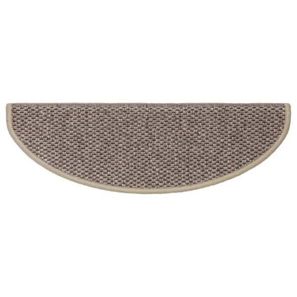 Tapetes escada adesivos aspeto sisal 15pcs 65x21x4 bege-escuro - Image 5
