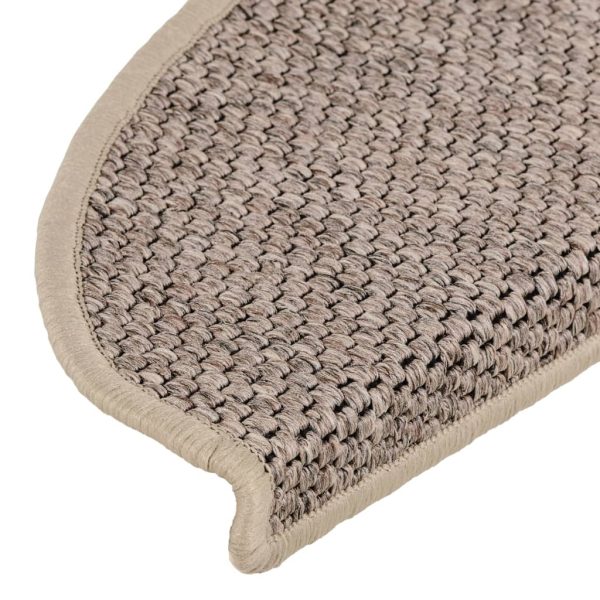 Tapetes escada adesivos aspeto sisal 15pcs 65x21x4 bege-escuro - Image 6