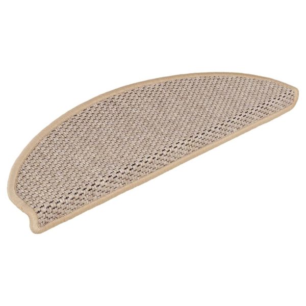 Tapetes escada adesivos aspeto sisal 15pcs 65x21x4cm bege-claro - Image 2