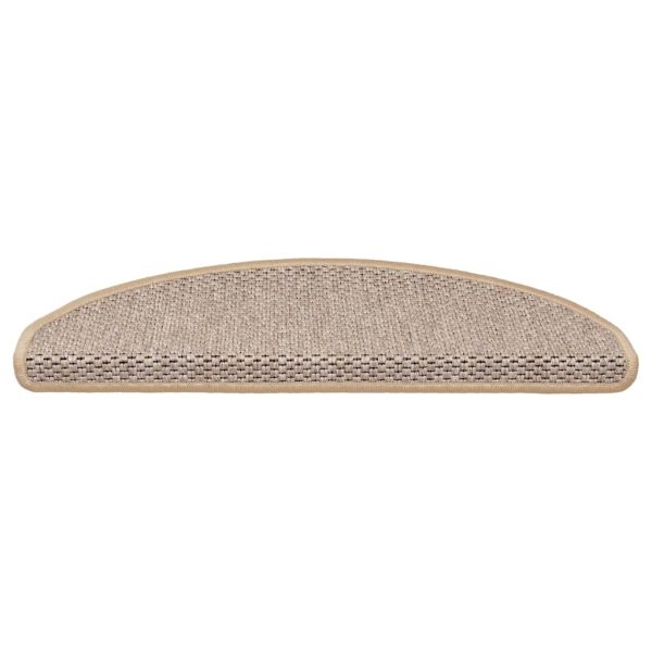 Tapetes escada adesivos aspeto sisal 15pcs 65x21x4cm bege-claro - Image 3