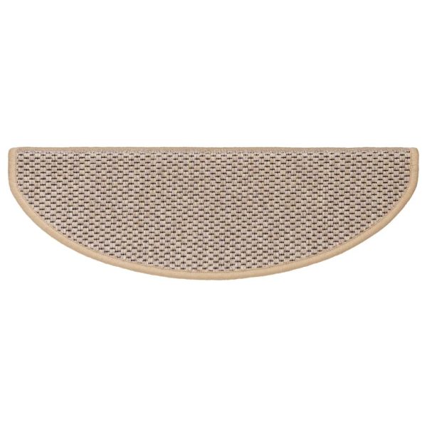 Tapetes escada adesivos aspeto sisal 15pcs 65x21x4cm bege-claro - Image 5