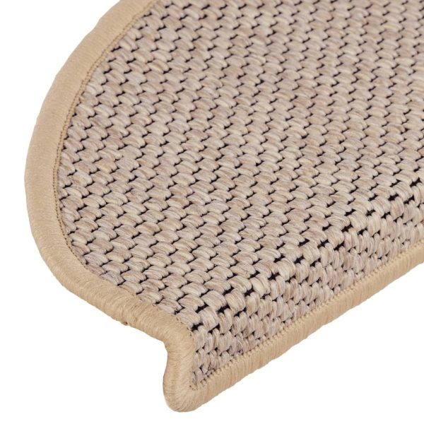 Tapetes escada adesivos aspeto sisal 15pcs 65x21x4cm bege-claro - Image 6