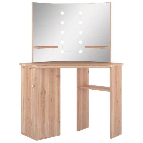 Toucador de canto com LED 111x54x141,5 cm carvalho - Image 2