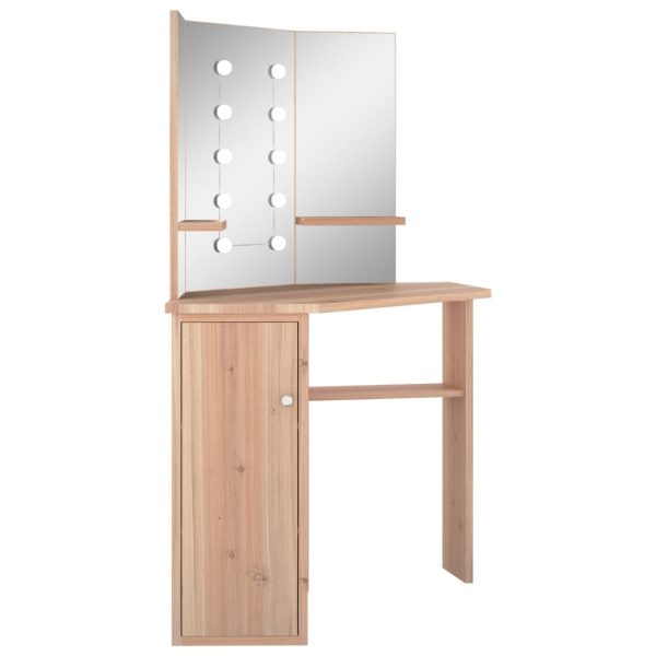 Toucador de canto com LED 111x54x141,5 cm carvalho - Image 3