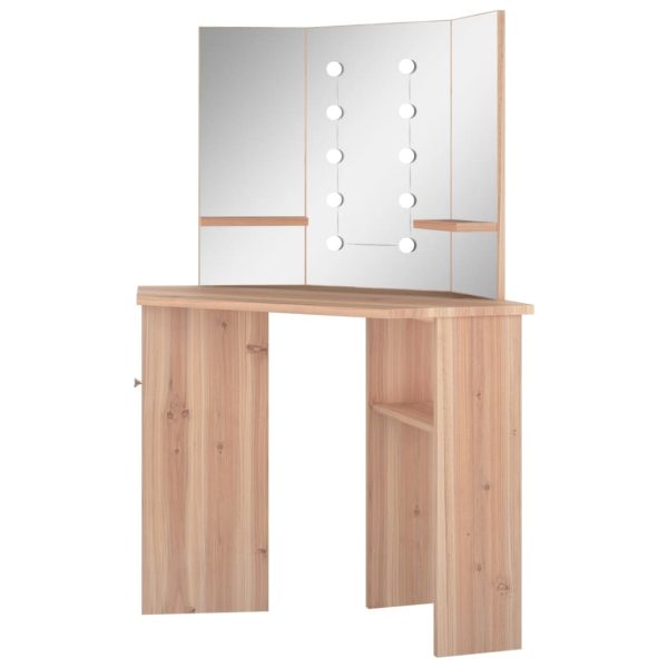 Toucador de canto com LED 111x54x141,5 cm carvalho - Image 4