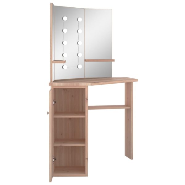 Toucador de canto com LED 111x54x141,5 cm carvalho - Image 6